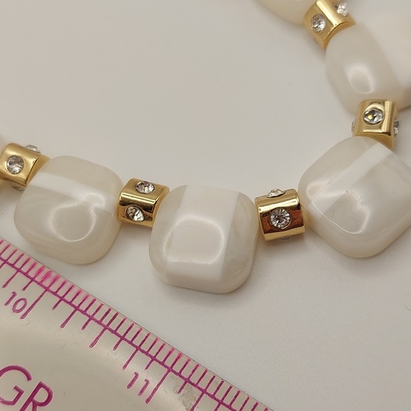 KATE SPADE White & Goldtone Cube Necklace With Rhinestones - Women's Jewelry EUC - Picture 11 of 13